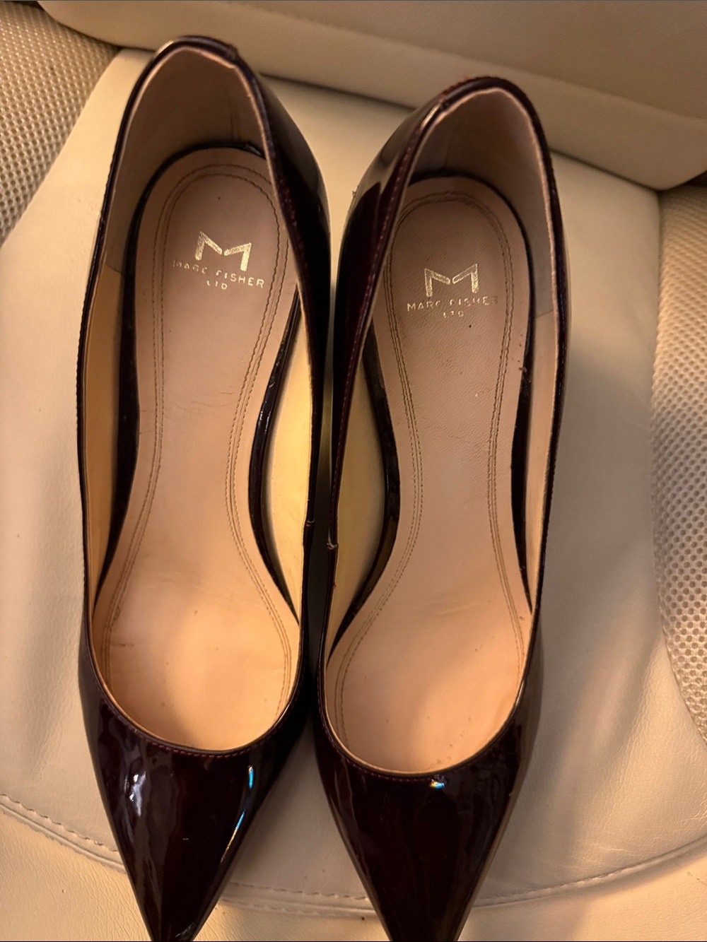 Marc Fisher Patent Pointed-Toe Pumps in Dark Burgundy - Picture 2 of 4
